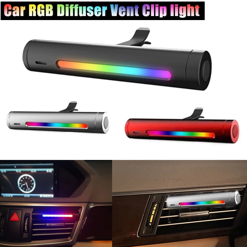 124packs Auto Voice Activated Car Rgb Light Music Diffuser Vent Clip