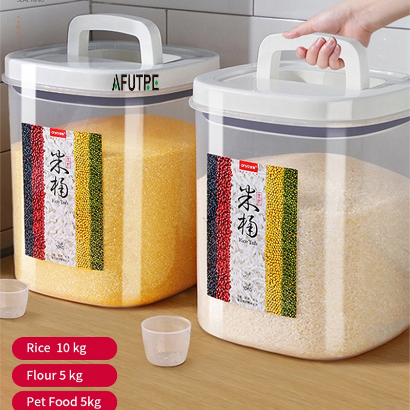 Afutre Rice Container /Airtight Rice Buckets 5KG / 10KG Cereal Box