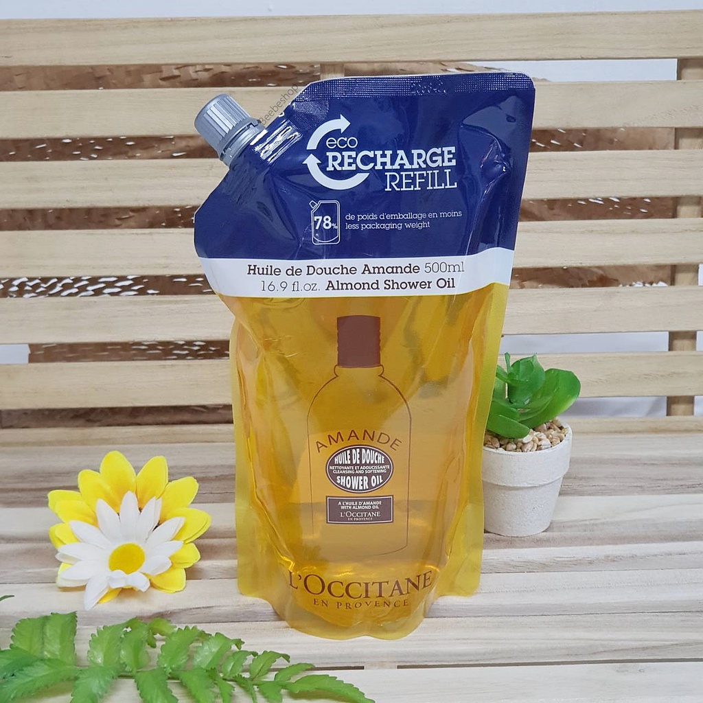 Loccitane Almond Shower Oil 500 ml. Refill 500 ml. ผลิตปี 2022ป้ายคิง
