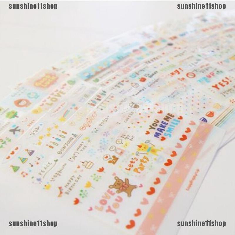 SS&6 Sheets DIY Book Wall paper Stickers Diary Scrapbook Decoration