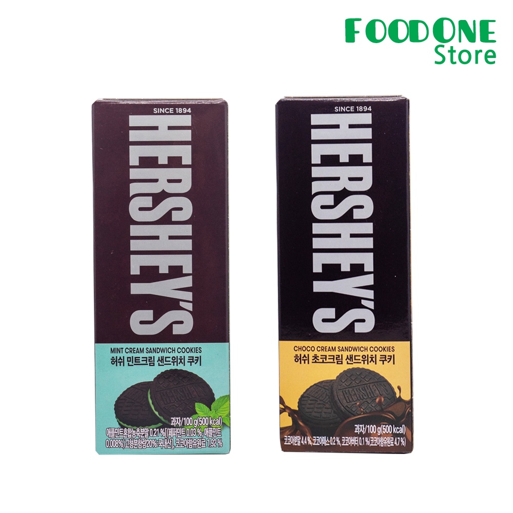 พร้อมส่ง 허쉬 샌드위치 쿠키 เฮอร์ชี่คุกกี้แซนวิช Hershey Chocolate & Mint Cream