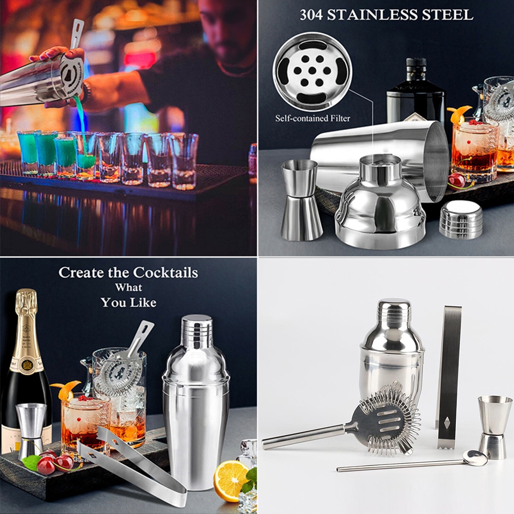 Cocktail shaker kit Jiggers 5PCS Antirust Antileak Stainless Steel