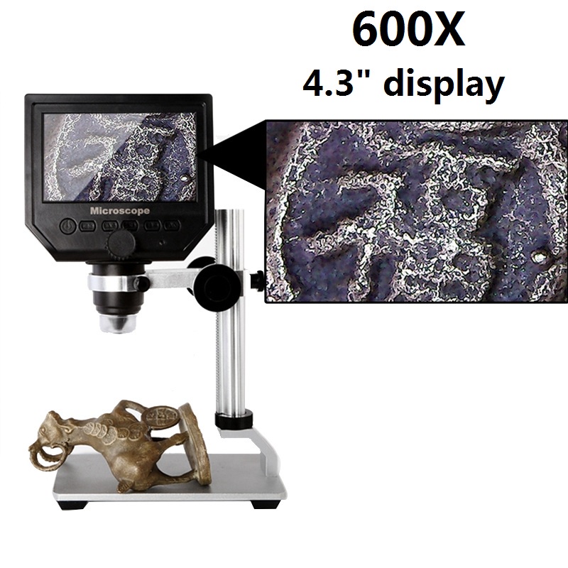 600x 3.6MP USB Digital Microscope with Aluminum Alloy Stand 4.3 Inches