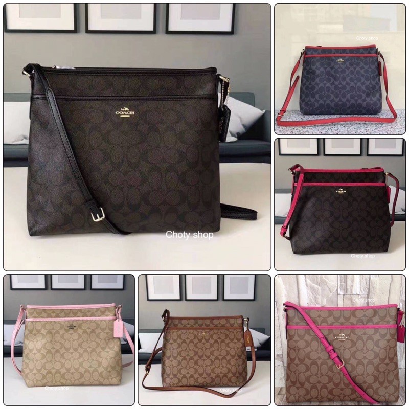 COACH CROSSBODY FILE BAG 34938 ลาย signature ใบใหญ่ Shopee Thailand
