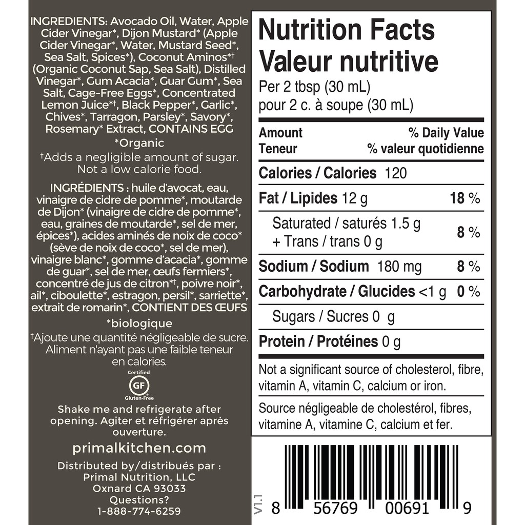 น้ำสลัดคีโต Primal Kitchen Green Goddess Dressing Made with 100 Pure