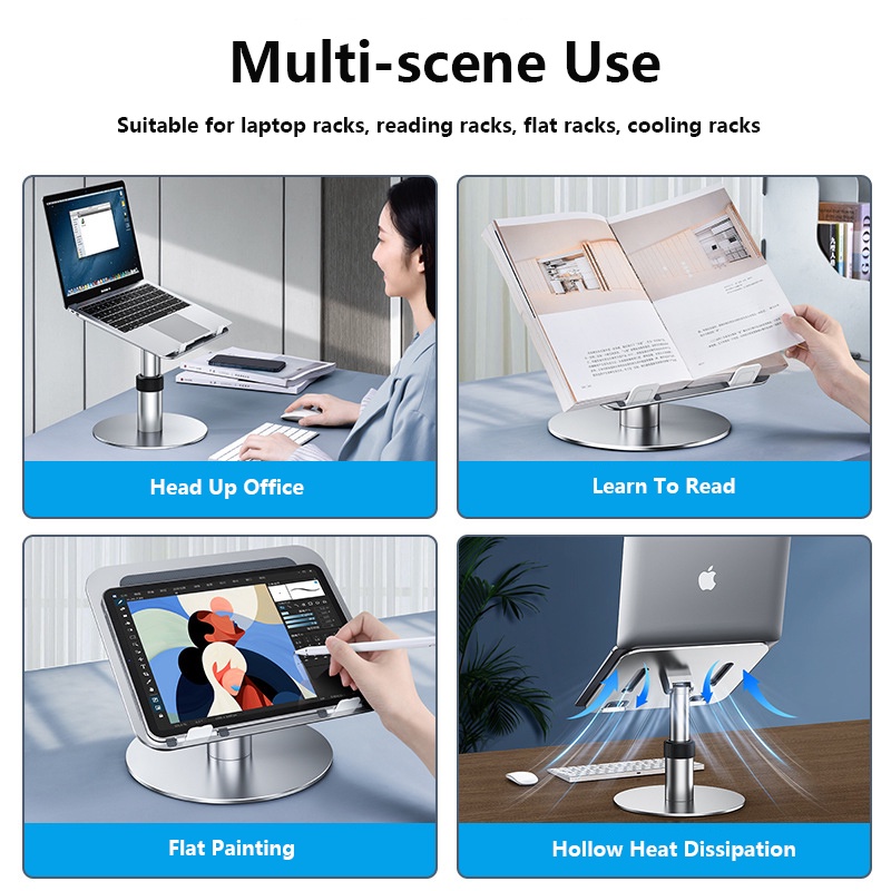 Aluminum Alloy Lifting Laptop Stand Adjustable 360Degree Rotating Laptop Stand for MacBook Air