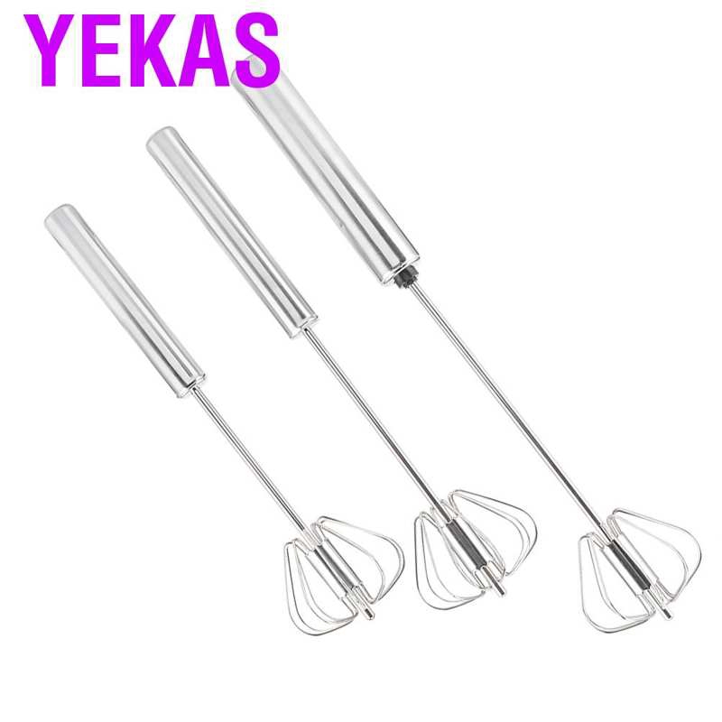 Yekas 3 piece stainless steel egg beater Semiautomatic Egg Manual milk