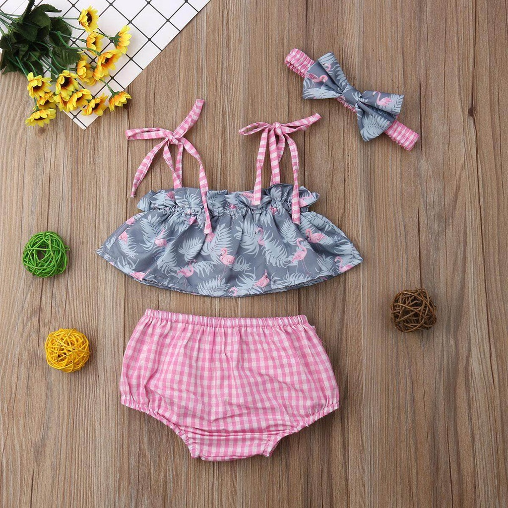【ใหม่Hot สุดๆ】ขายดี Toddler Flamingo Kids Baby Girl Flamingo Crop Top