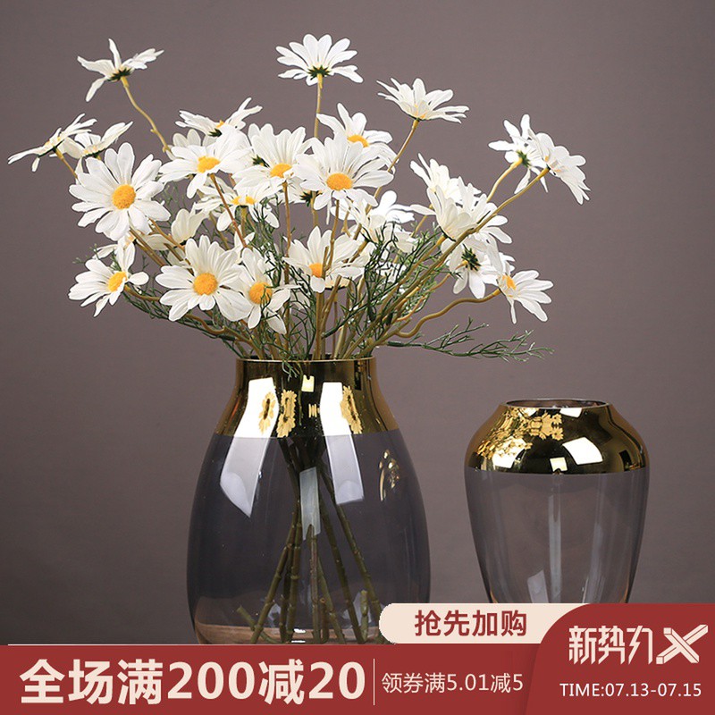 European creative light luxury transparent glass vase home living room