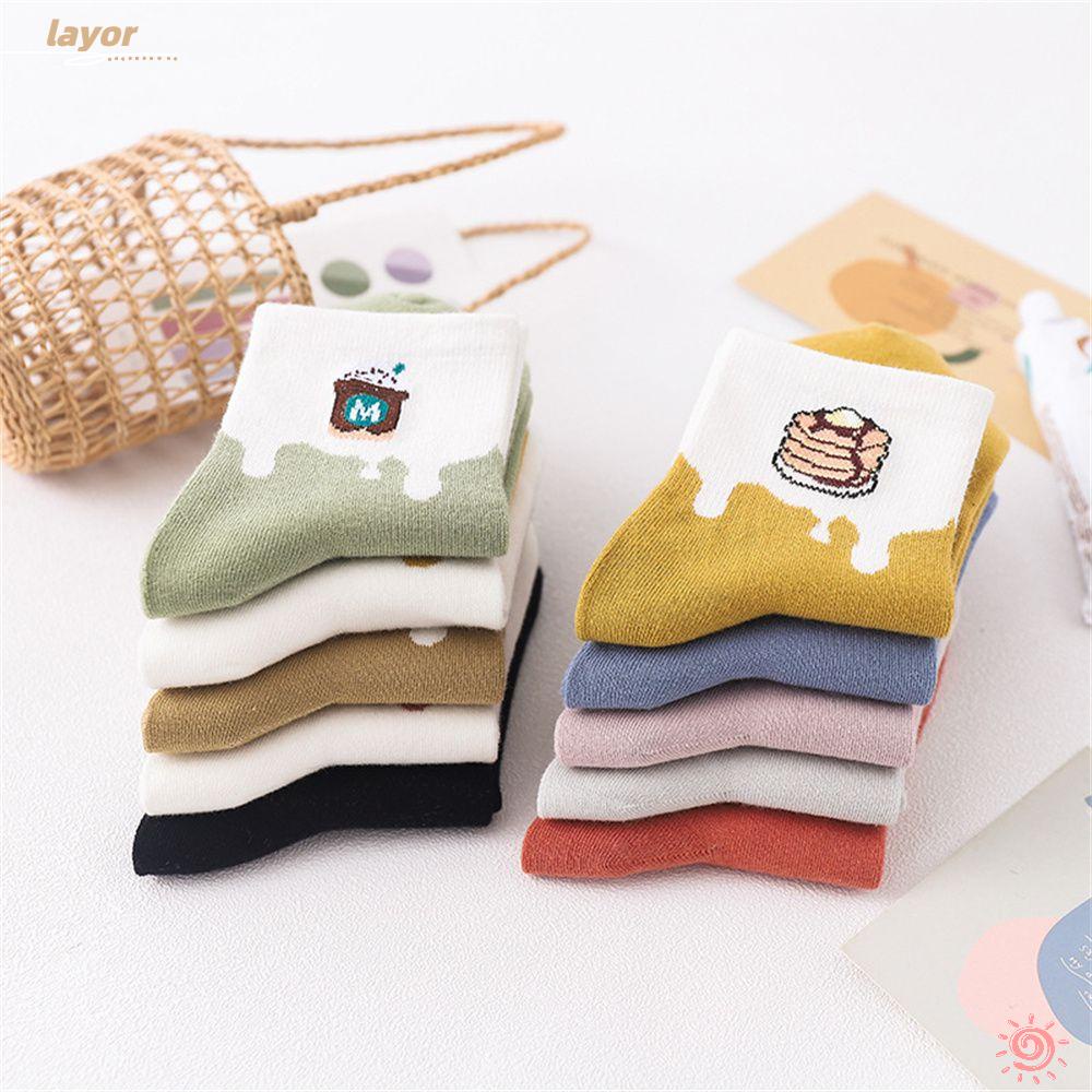 LAY Women Long Sock Cute Winter Sock Cotton Socks Donut Pancake Coffee