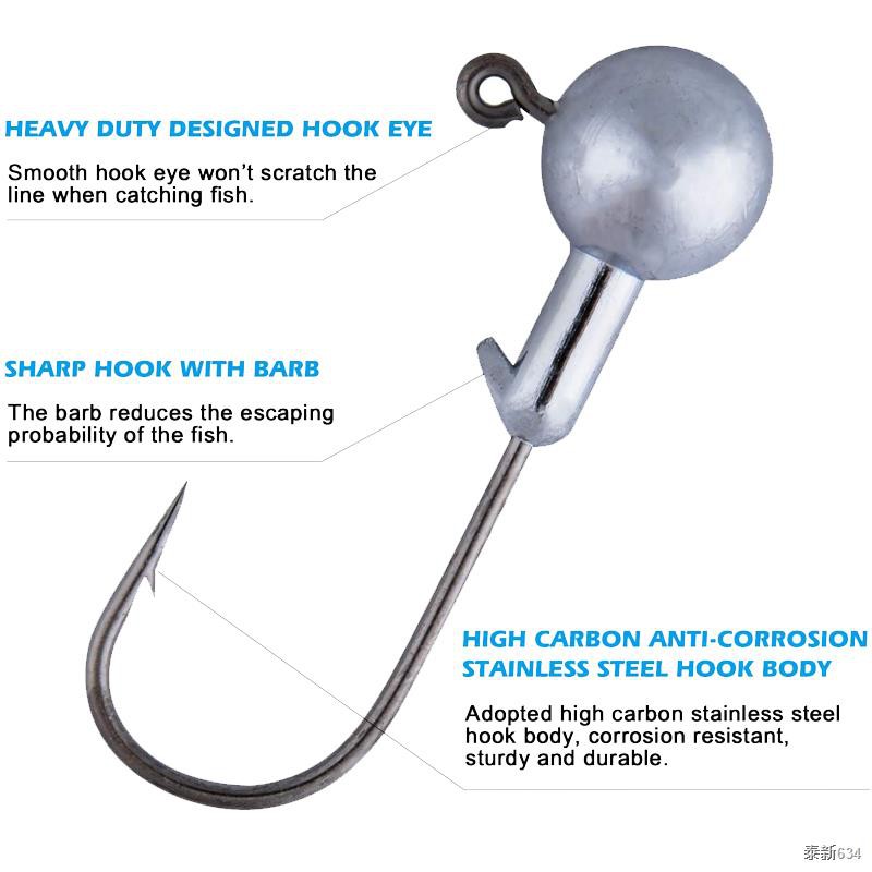 20pcs Jig Head 2g 3.5g 5g 7g 10g 14g Head Hook Jig Fishing Hook Jig