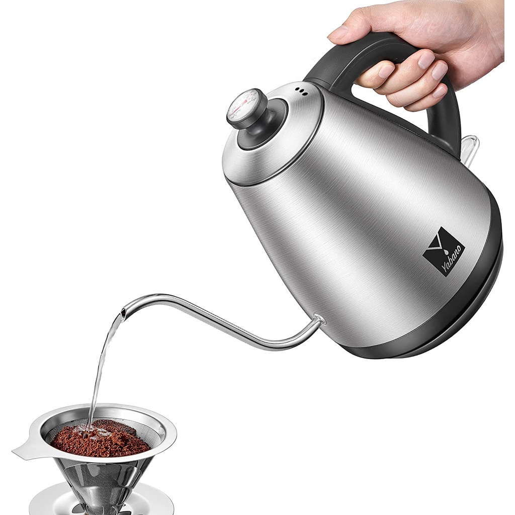 Electric Gooseneck Kettle, Thermometer Thin Spout Goose Necked Kettle