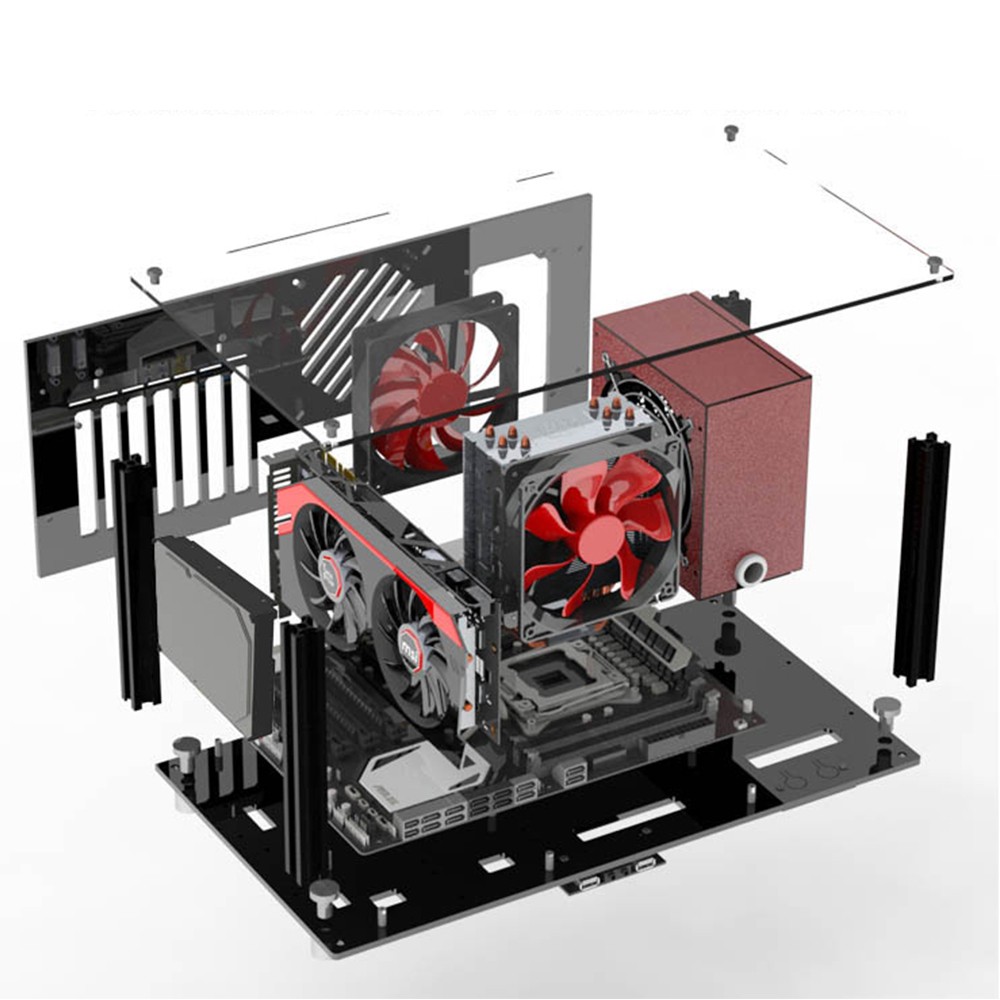 เคสคอมพิวเตอร์ DIY Acrylic ATX Computer Case Compatible MicroATX MATX