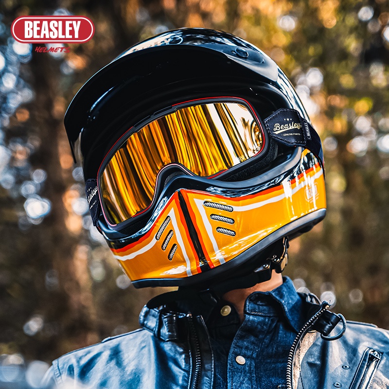 BEASLEY Bisley หมวกกันน็อคย้อนยุค Harley มอเตอร์ไซค์แว่นตาแว่นตาครึ่ง