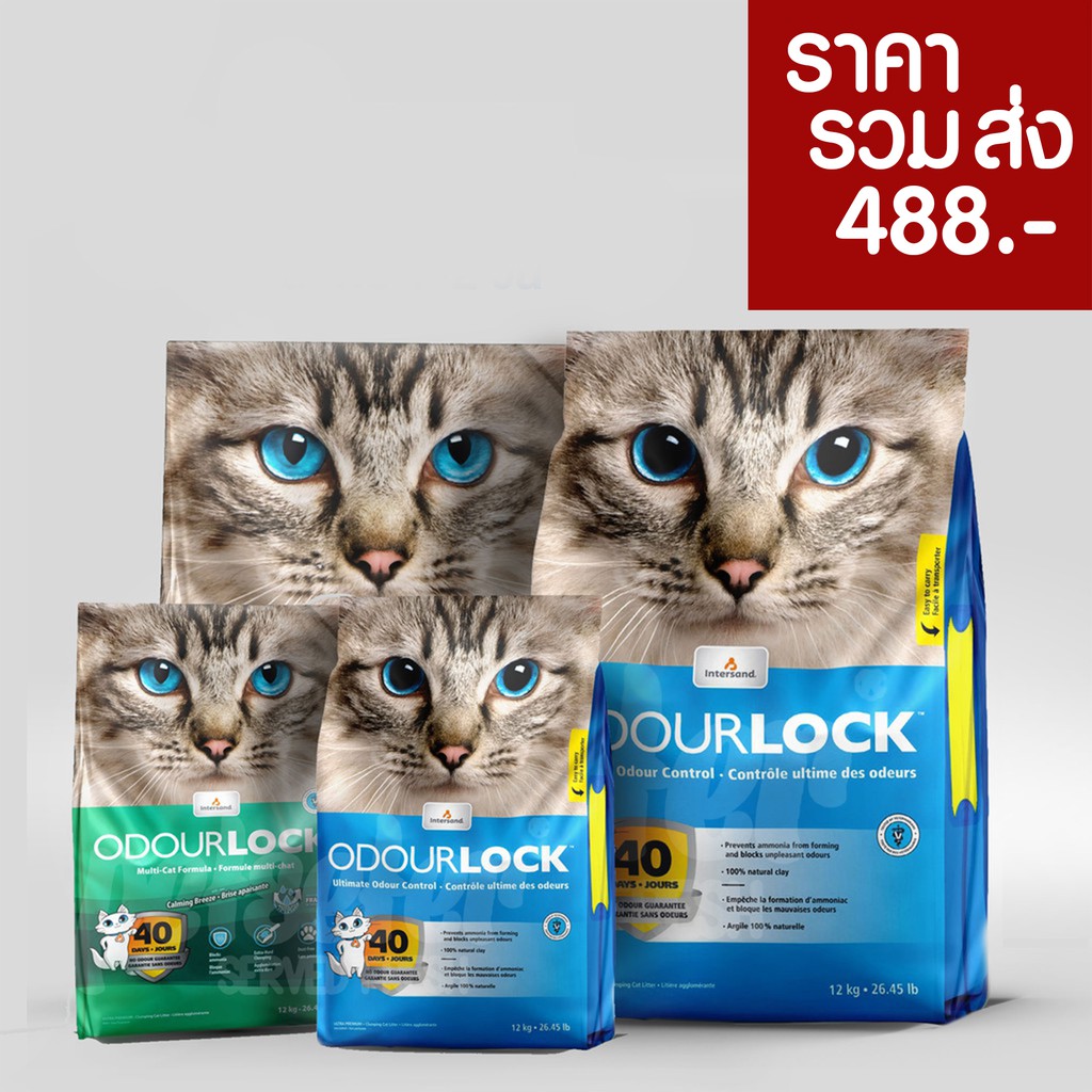 OdourLock 12 Kg. จัดด่วน ทรายแมว cat litter เกรดอัลตราพรีเมียม 12 กก.