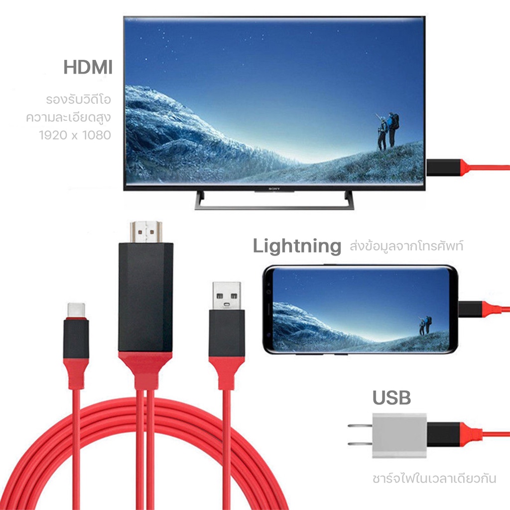 ขายด่วน สายต่อเข้าไอโฟนเข้าทีวี IPhone HDMI Lightning HDMI To TV
