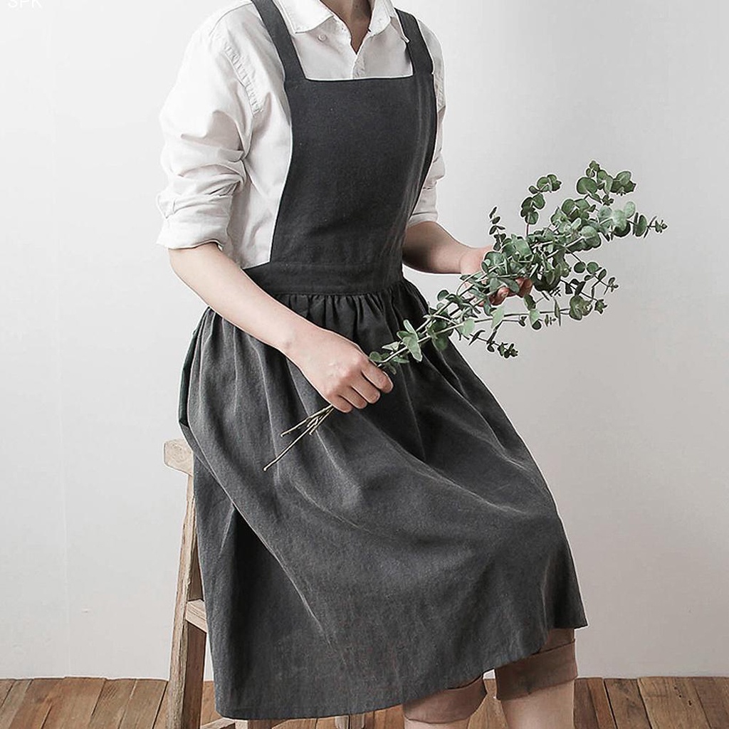[sharprepublicefMY] Retro Japanese Cotton Linen Apron Casual Craft
