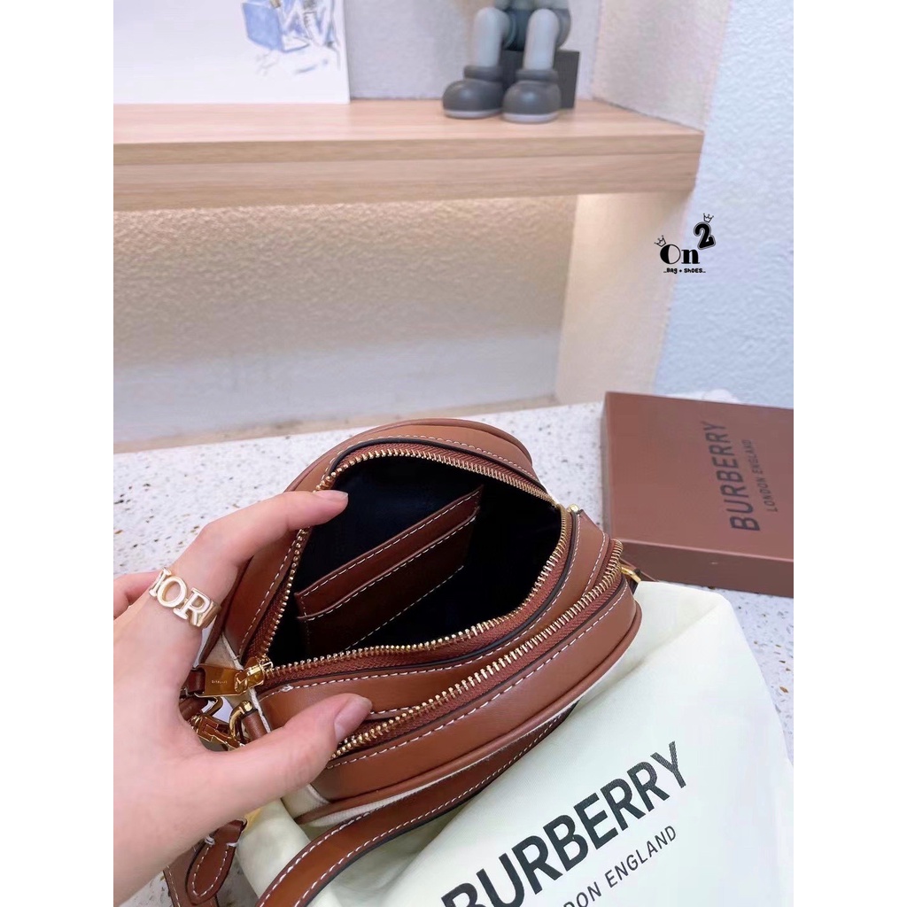 VIP Bur.berry Logo Graphic Canvas And Leather Louise Bag Bur.berry