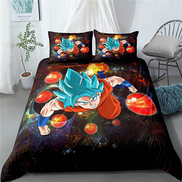 Anime Dragon Ball 3IN1 Bedsheet Set Single Double Size Bed Sheet Son