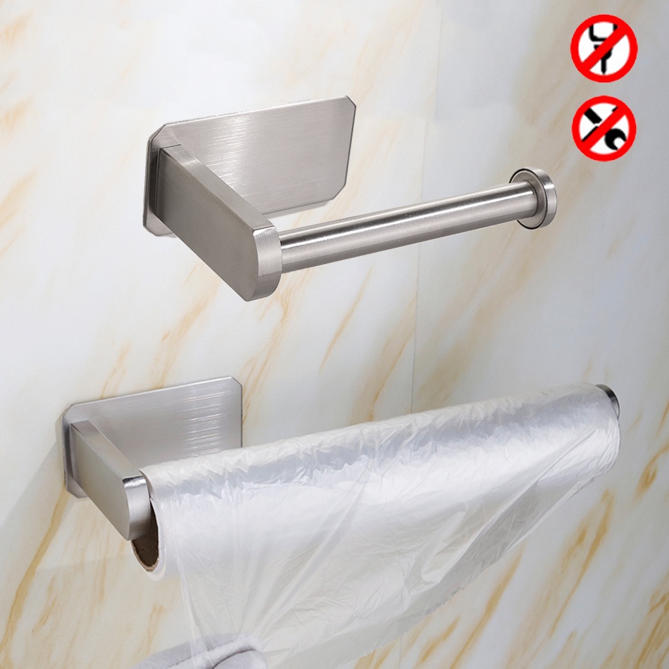 Toilet Paper Holder Adhesive 304 Stainless Steel Wall Mounted Brushed