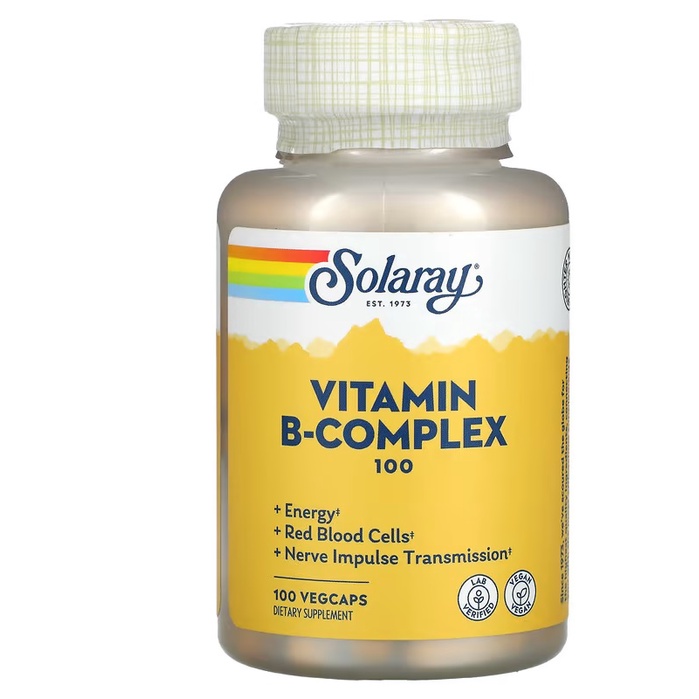 Vitamin B Complex 100 วิตามินบีรวม 100 , 100 VegCaps , Solaray Shopee
