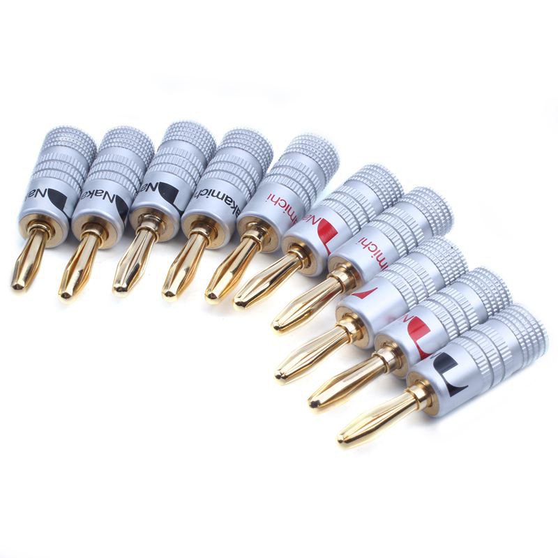 New 10 pcs 24K Gold Nakamichi Speaker Banana Plug Audio Jack Connector