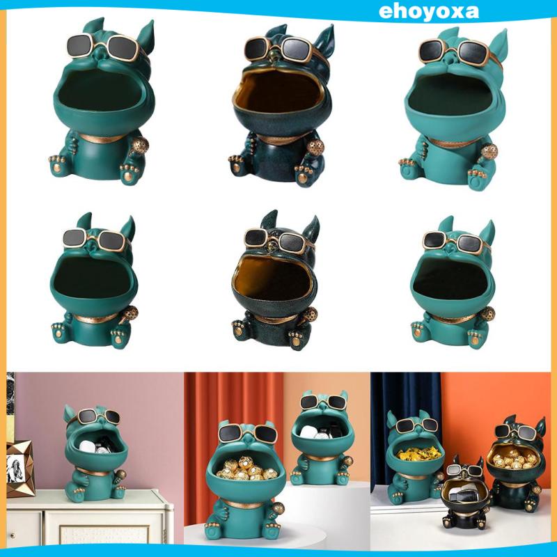 Cool Bulldog Statue Desk Sundries Container Resin Dog Animal Figurine Sculpture Storage Box