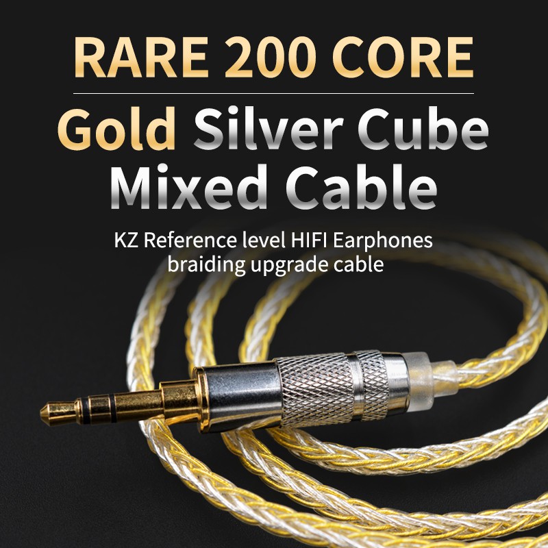 KZ Gold Silver Mixed Cable 200 Core Upgrade Cable 2PIN 0.75mmMMCX