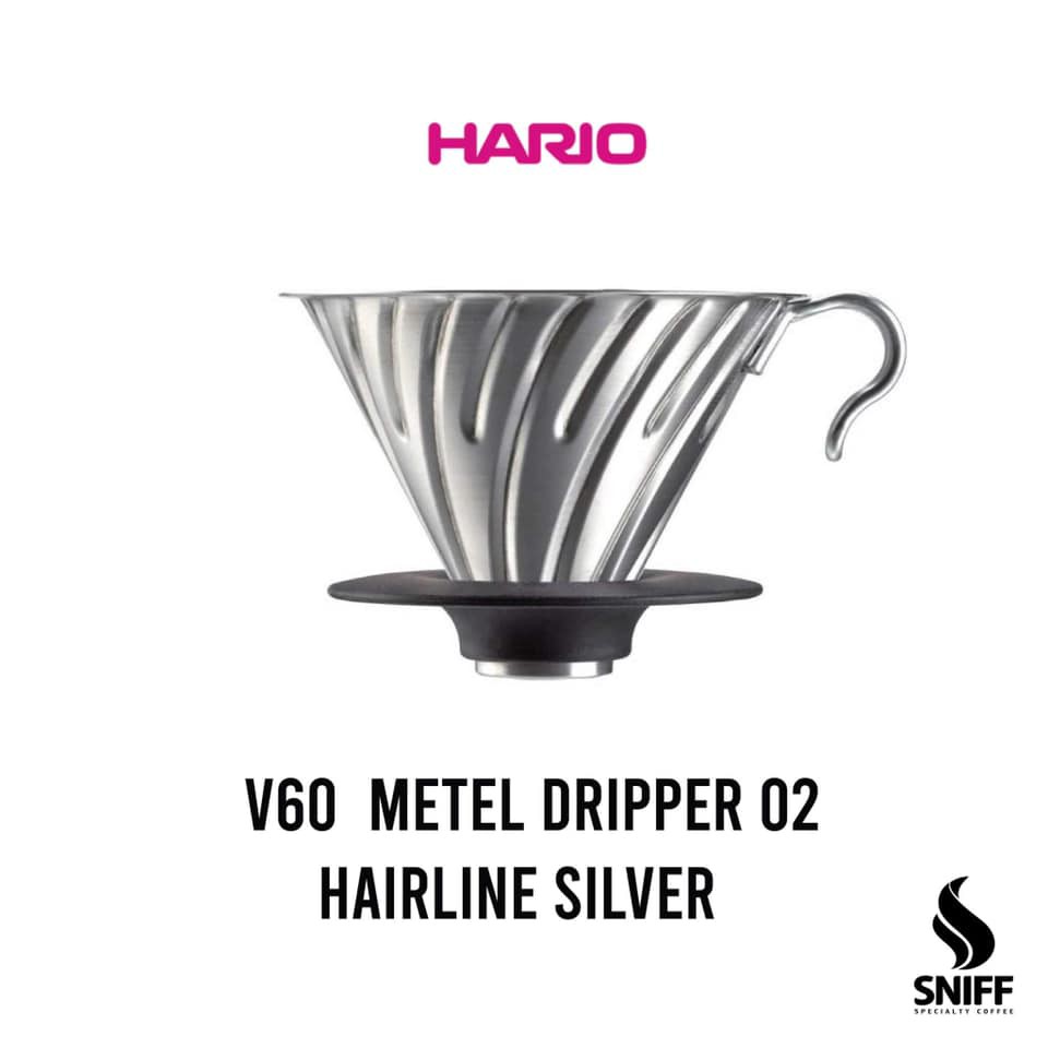 ดริปเปอร์ สแตนเลส Hario 02 HARIO V60 Metal Dripper Hairline Silver 1450