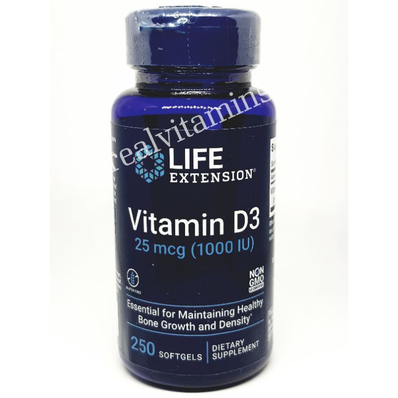 Life Extension Vitamin D3 25 mcg (1000 IU) / 250 Softgels Shopee Thailand