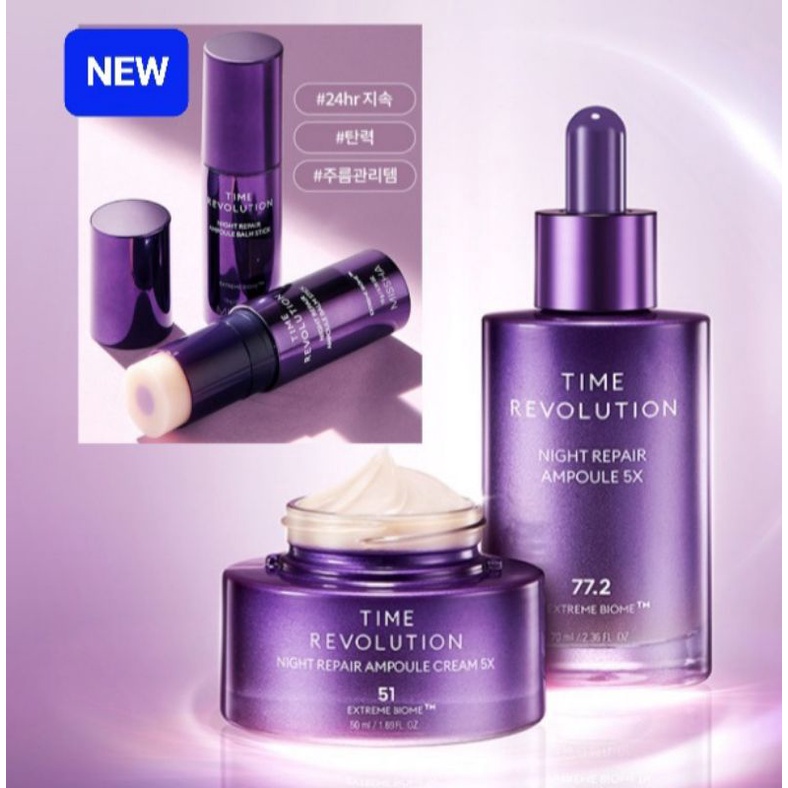 🌌⏳NEW MISSHA Time Revolution Night Repair 5X Ampoule 70ml/ Cream 50ml