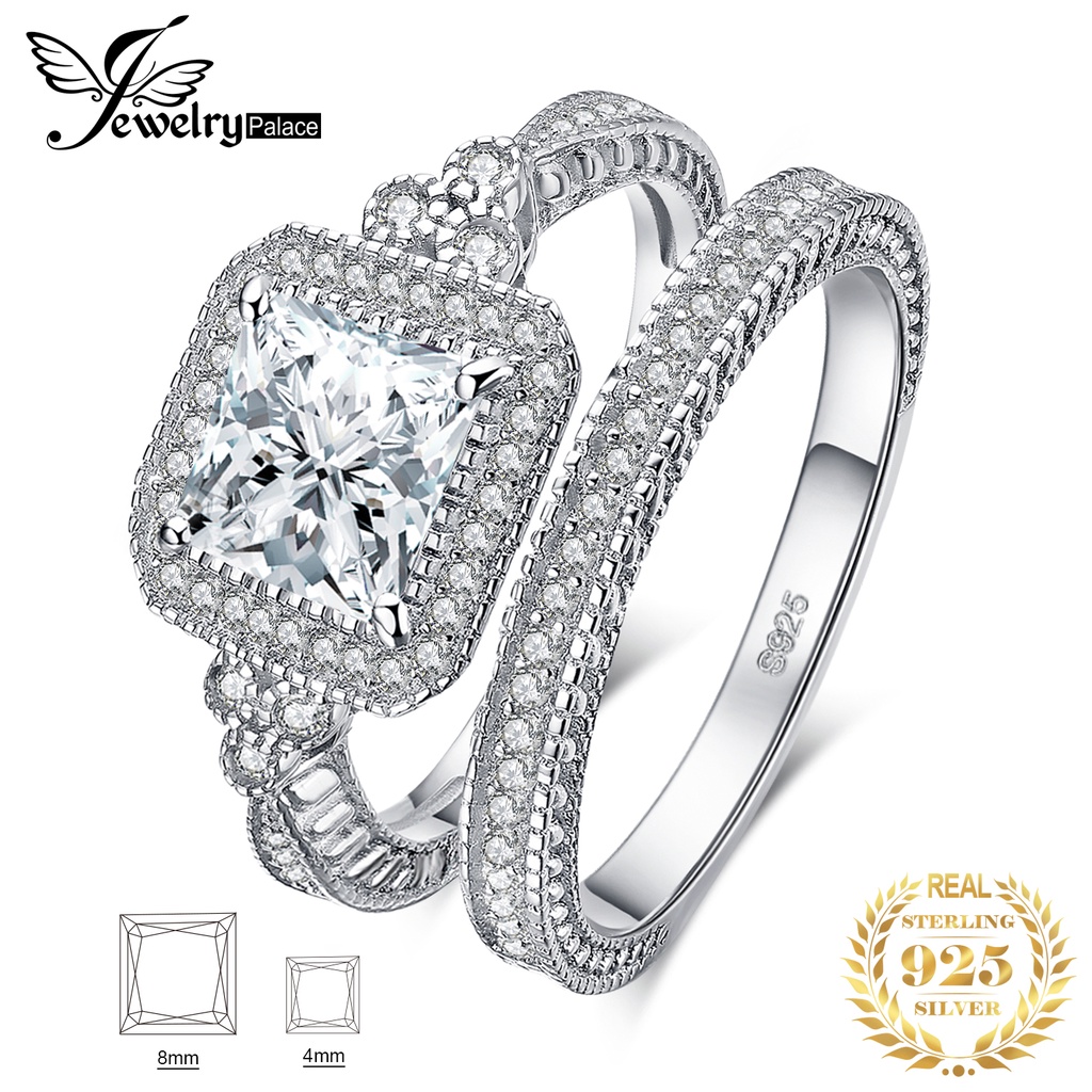 Luomansi Super Flash Full Diamond Double Ring Interlaced Ring S925