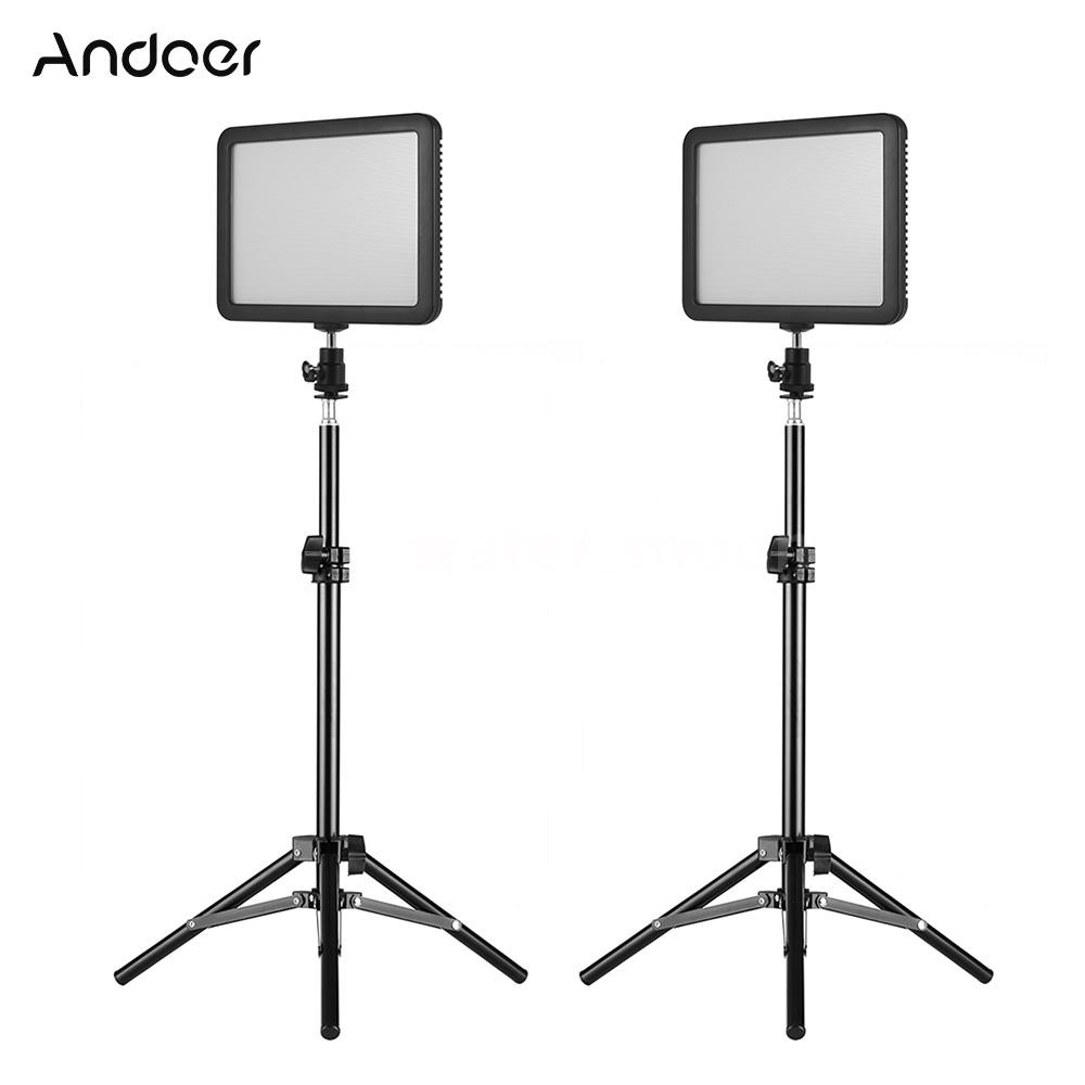 Andoer Photography Light Kit with 2 WY160C LED Video Light Panel Fill