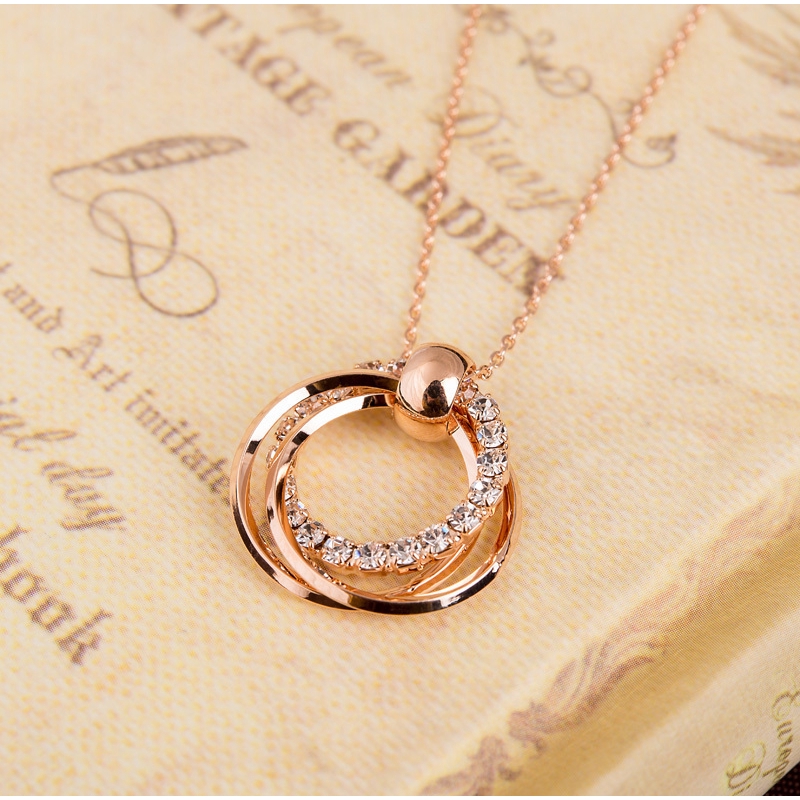 จี้จี้เกาหลี Hypoallergenic Rose Gold Plated กระดูกไหปลาร้าโซ่สร้อยคอแฟชั่นที่เรียบง่ายรอบชุบทอง