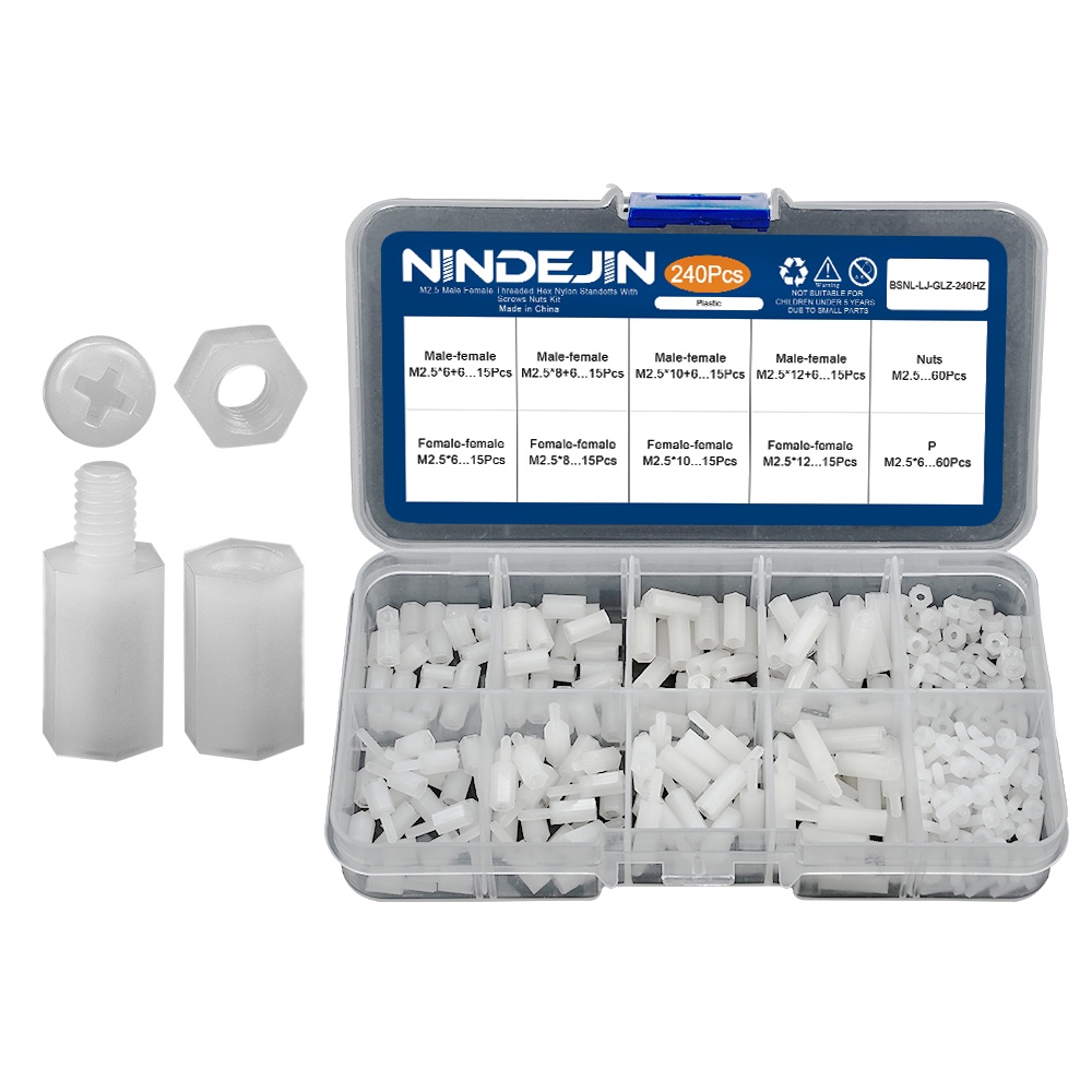 NINDEJIN Nylon Hex Standoff Male Female Standoff Spacer Assortment Kit