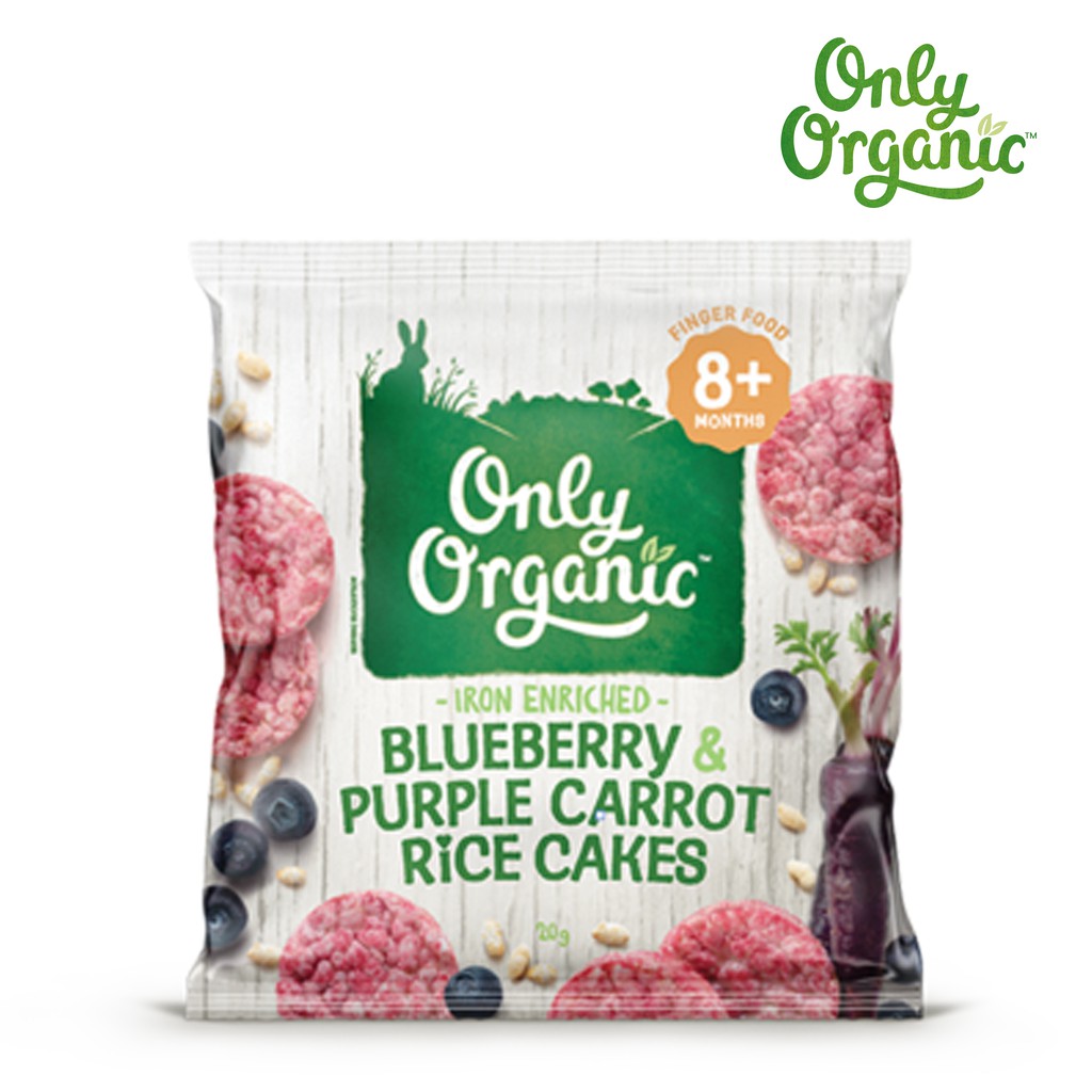 Only Organic Rice Cakes ข้าวพอง อบกรอบ บลูเบอร์รี และ แครอทม่วง ตราโอนล