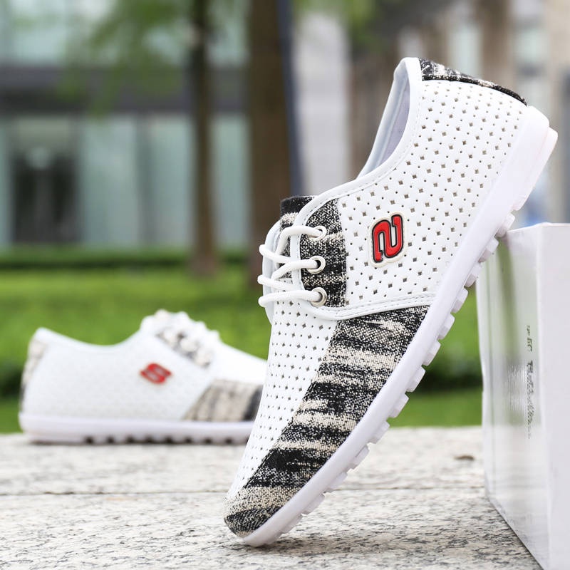 รองเท้าผ้าใบสวม Summer Hollow และ Shotable Shoes Shoes Male Bean Bean