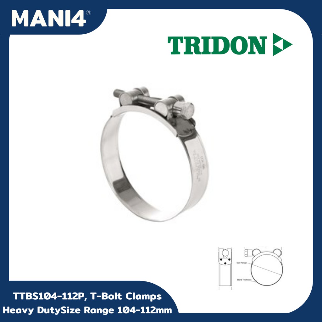 TRIDON, TTBS104112P, Series TTBS, TBolt Clamps All Stainless Steel