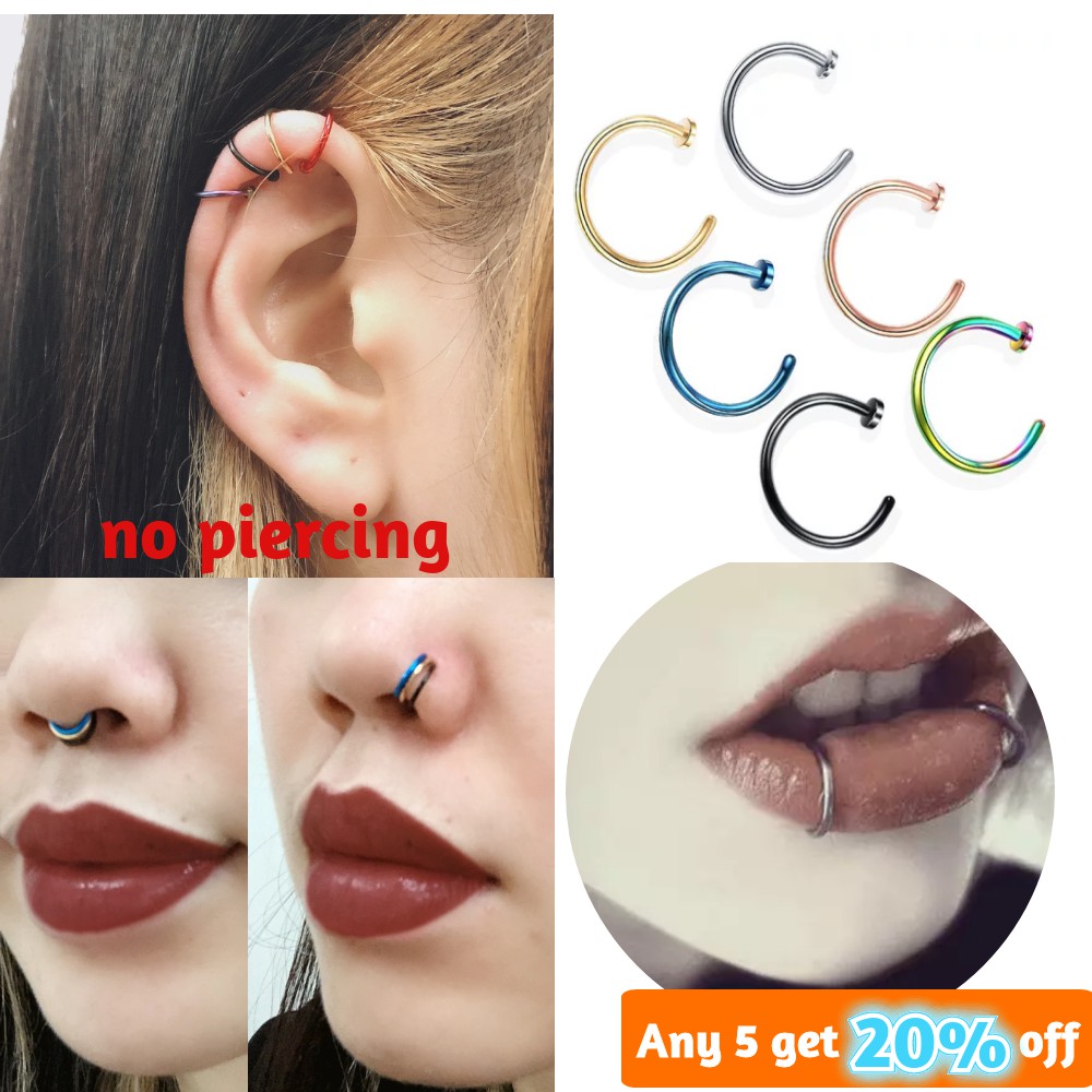 no piercing stainless steel nose clip nose ring ear cuff earcuff lip