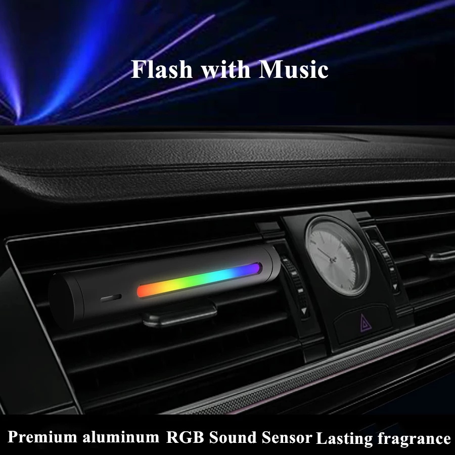 124packs Auto Voice Activated Car Rgb Light Music Diffuser Vent Clip