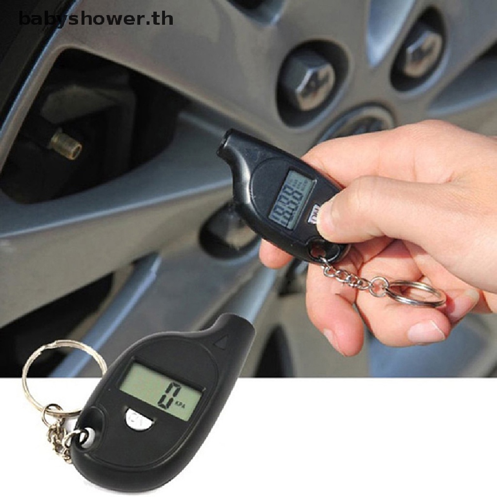 SHOWER Keychain Style Tire Gauge Digital Lcd Display Car Air Pressure