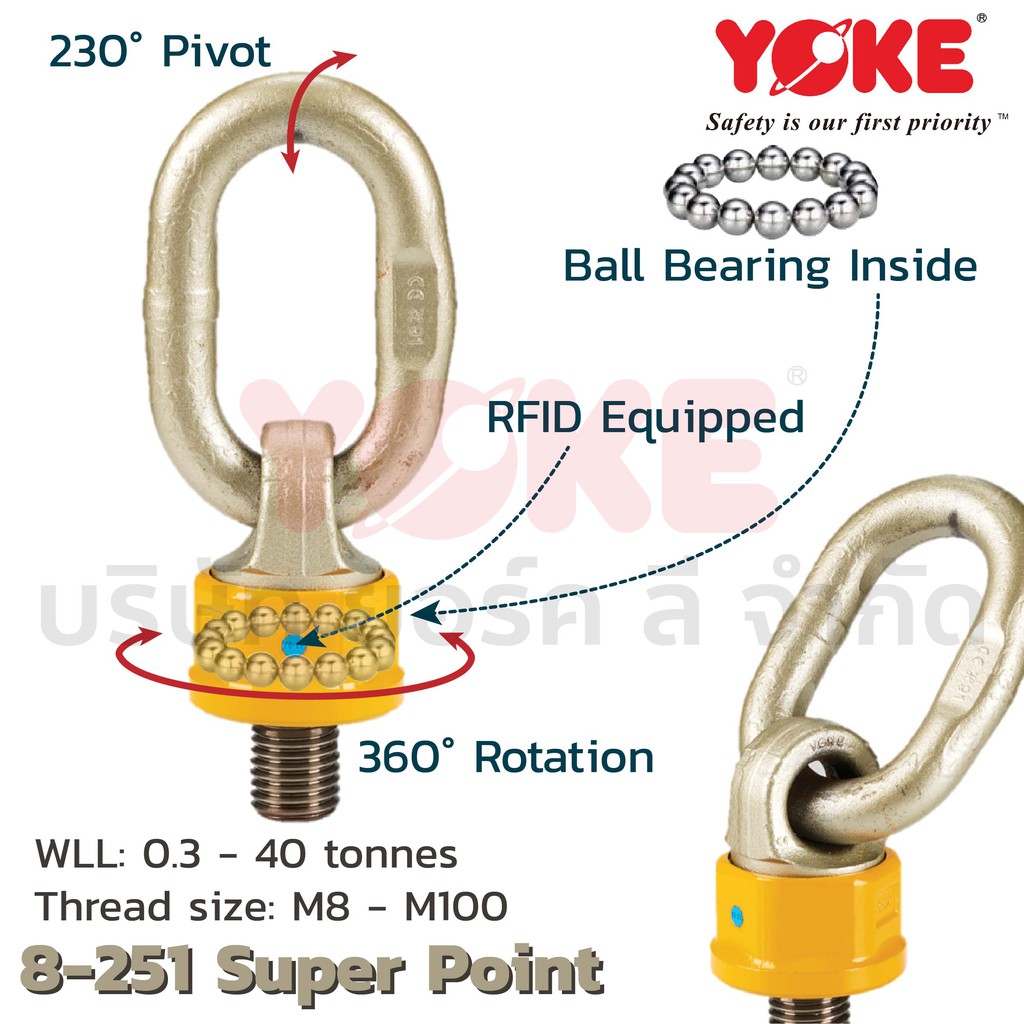 YOKE YP Super Point 8251 (M12 0.7t) Swivel Eye Bolt / Lifting Point