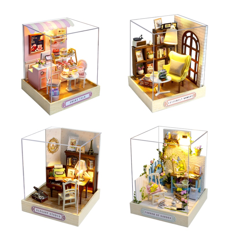 Cutebee DIY DollHouse Kit Wooden Doll Houses Miniature Dollhouse