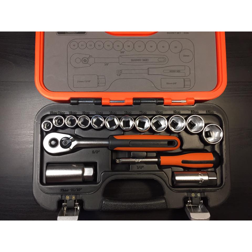 Bahco socket 3/8 and 1/4bit set 34pcs ชุดบล๊อค3/8 34ชิ้น บาห์โก้