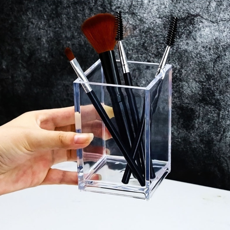 meng Clear Acrylic Makeup Brush Holder Cup Stationery Organizer