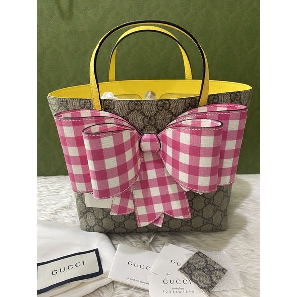 Gucci tote kids โบว์ชมพู ThaiPick