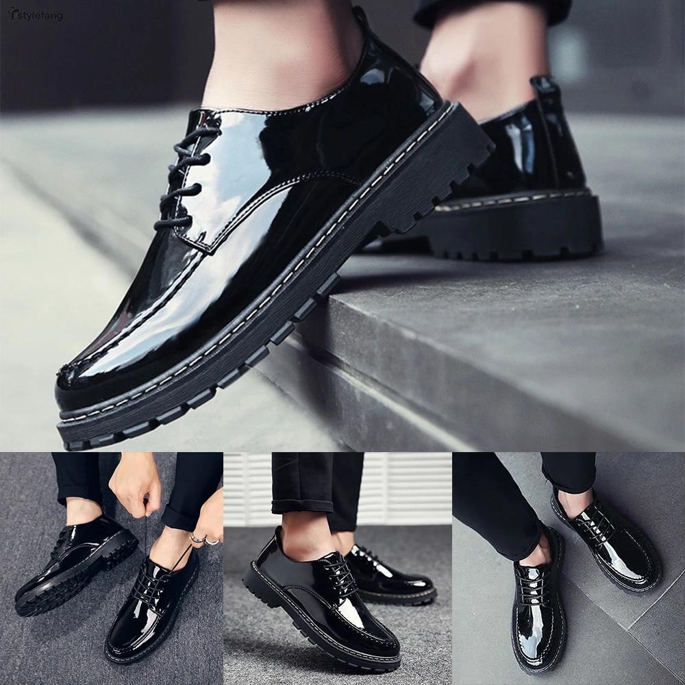 STYLEFMens French Casual PU Leather Shoes Fashion LaceUp NonSlip