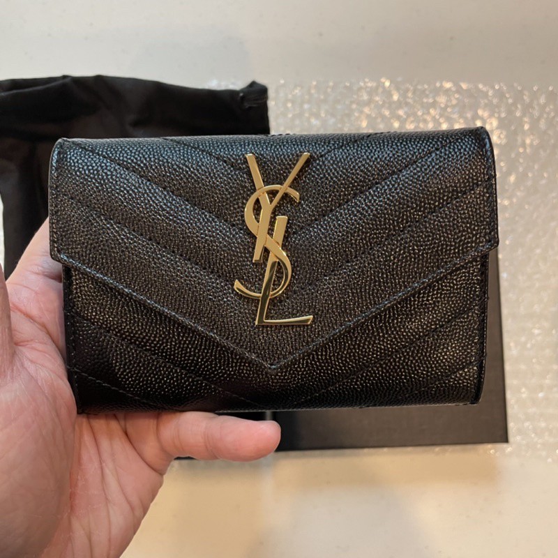 ถูกที่สุด ของแท้ 100 Ysl small envelope wallet GHW / SHW Shopee Thailand