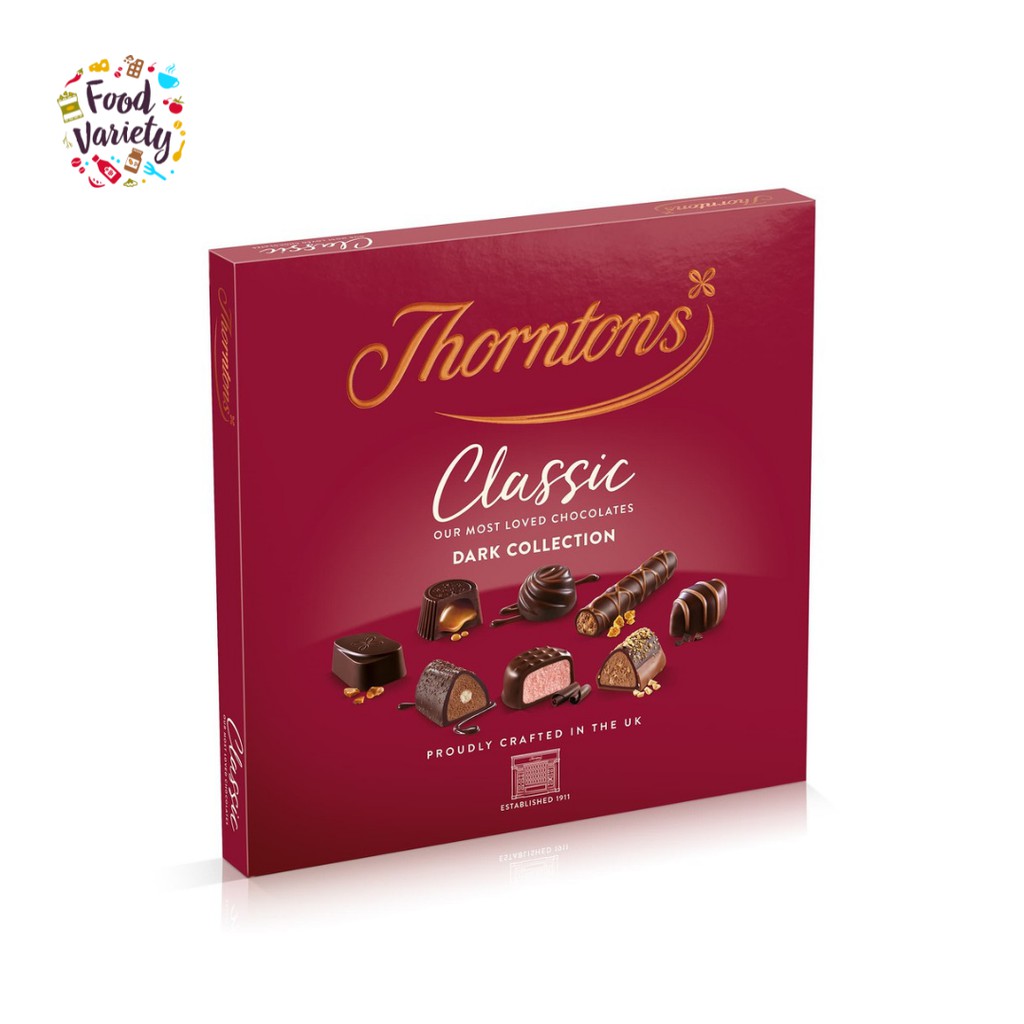 Thorntons Classic Dark Collection Assorted Chocolate Box 262g ทอร์นเติ
