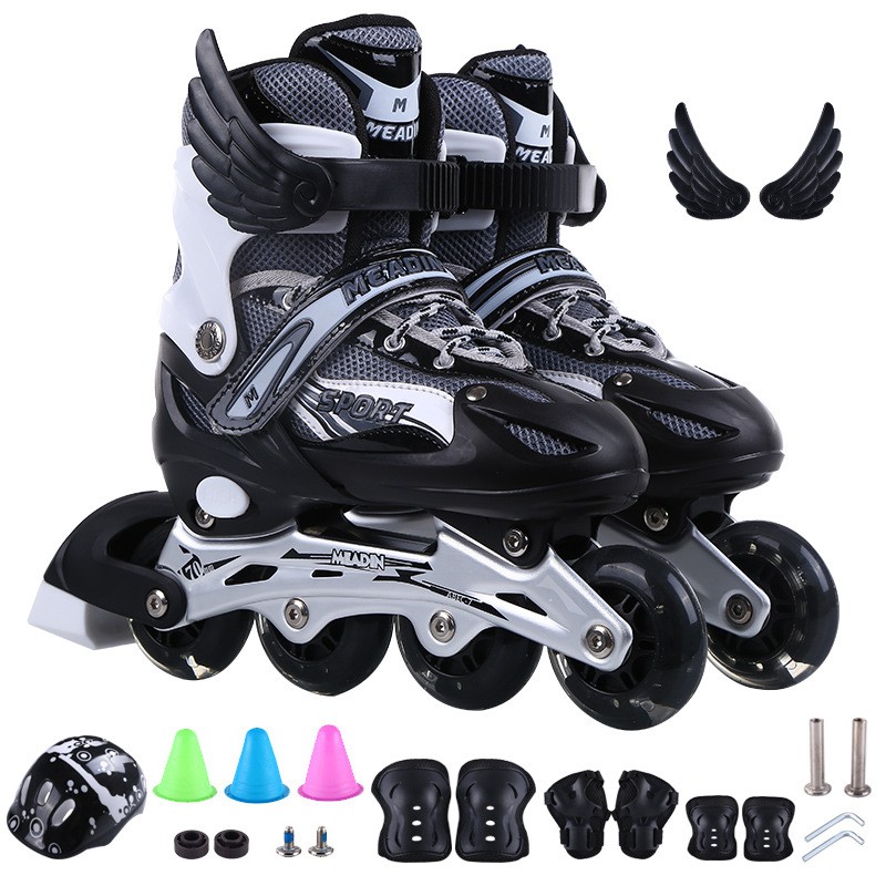 โรลเลอร์สเกต Children's skates Adjustable skates full set of flashing
